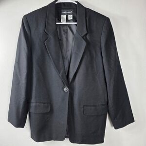 Sag Harbor Black Wool Blazer‎ Women Size 8 Single Button Classic Tailored